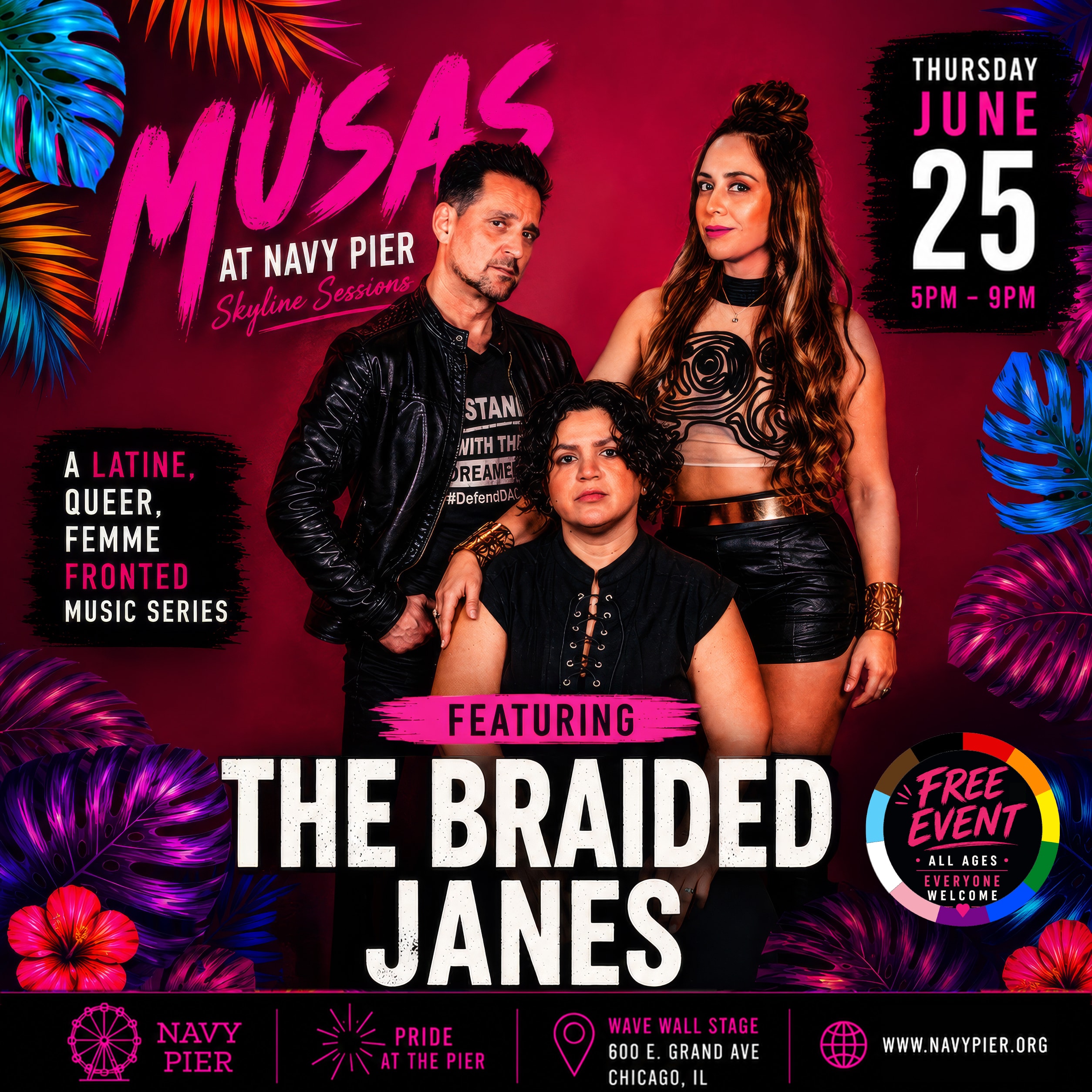 Musicians performing at MUSAS FEST — queer Latine femme-fronted music Chicago